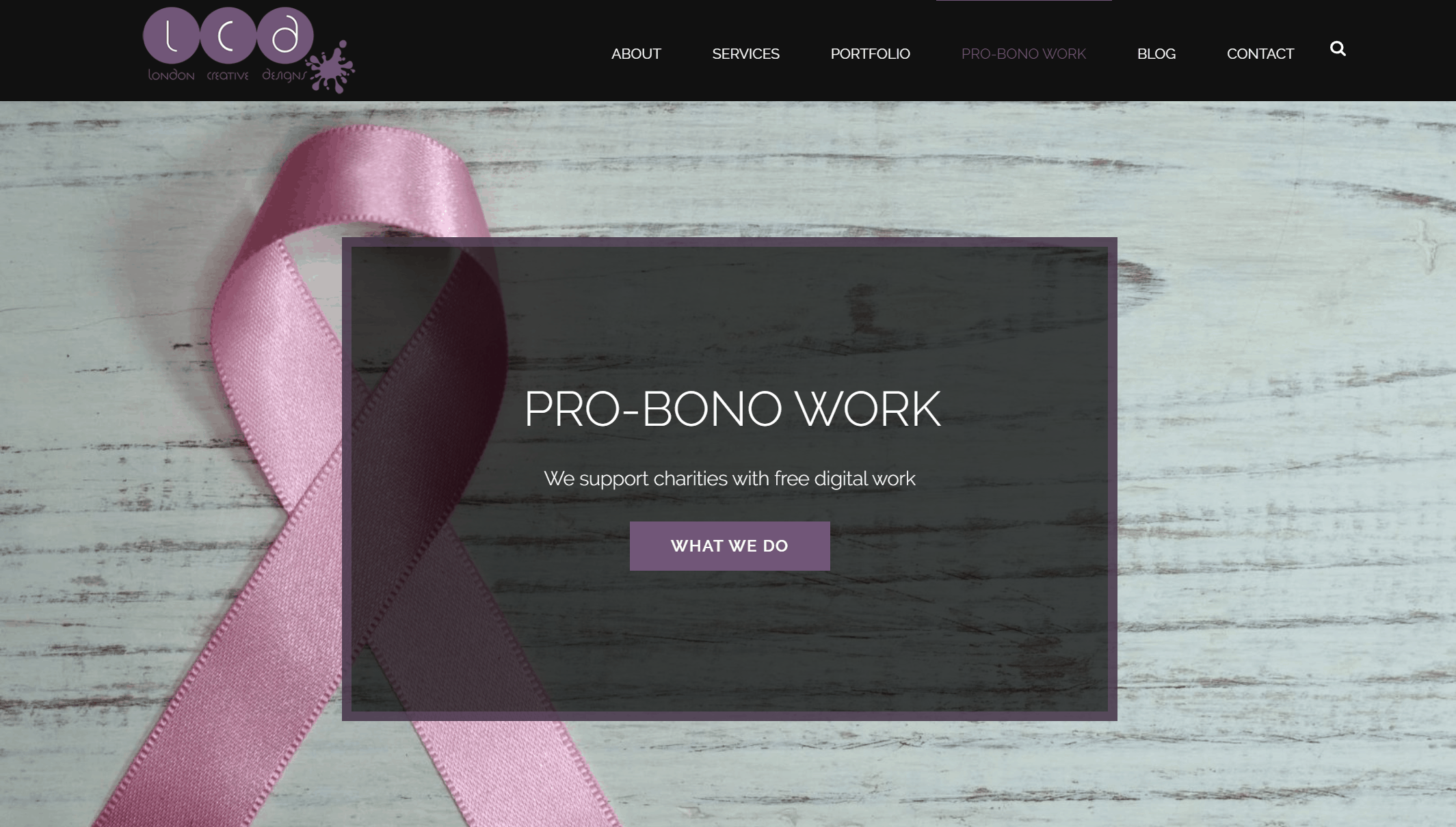 London creative designs pro bono charity work page