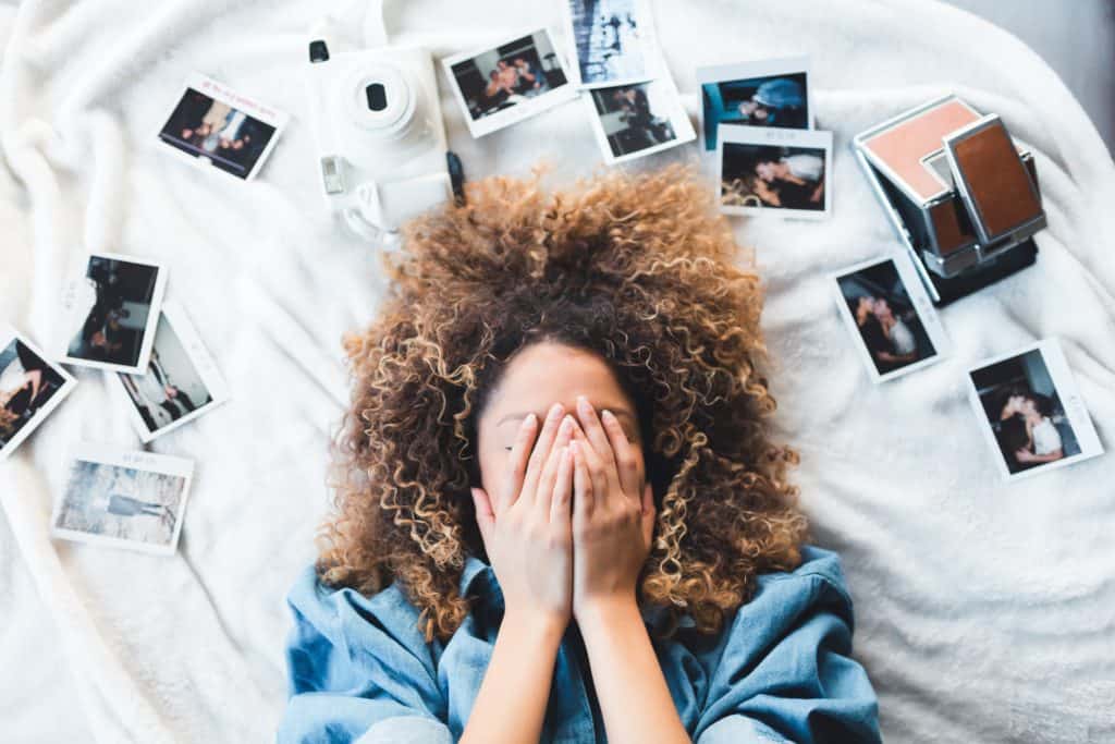 pinterest image of a woman surrounded by photos