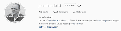 Jonathan Bird's Instagram Bio