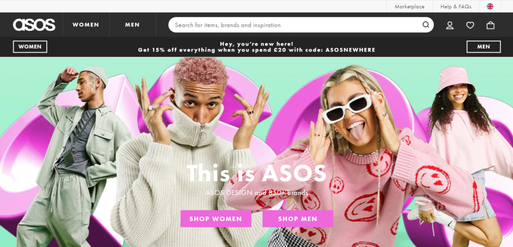 ASOS above the fold
