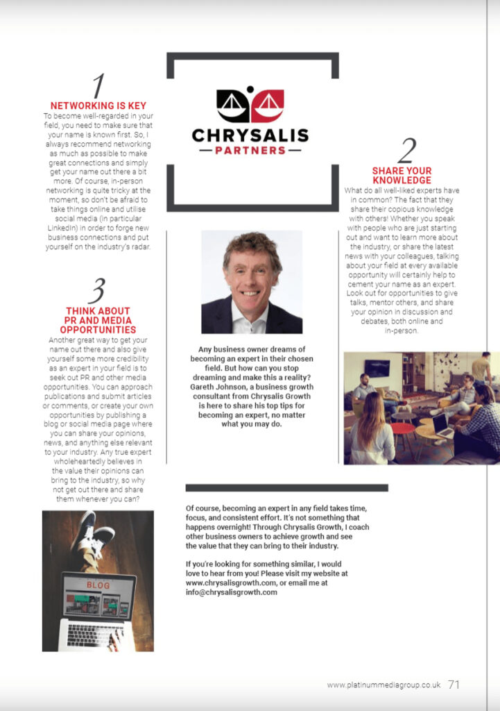 Chrysalis Growth in Platinum Business Magazine