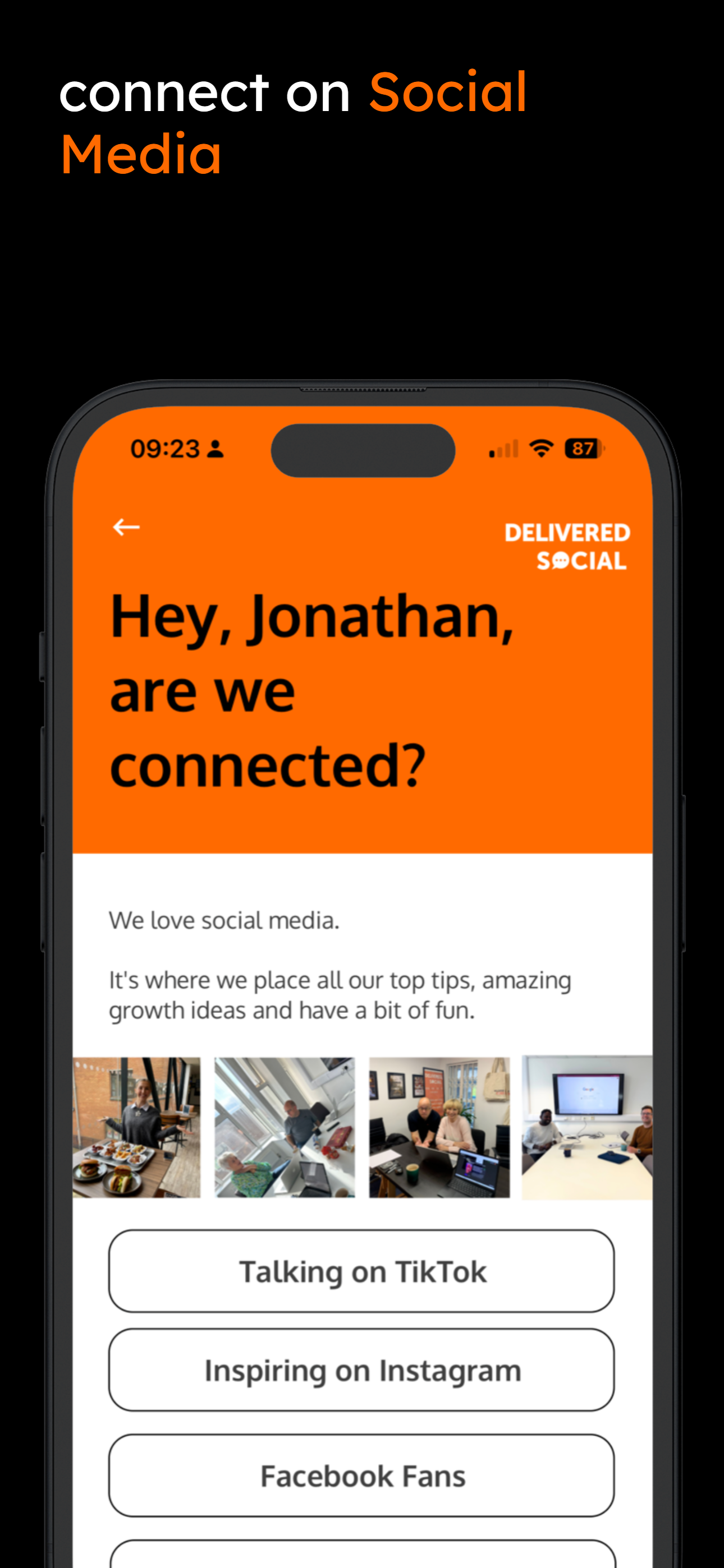 Delivered Social App Welcome Screen