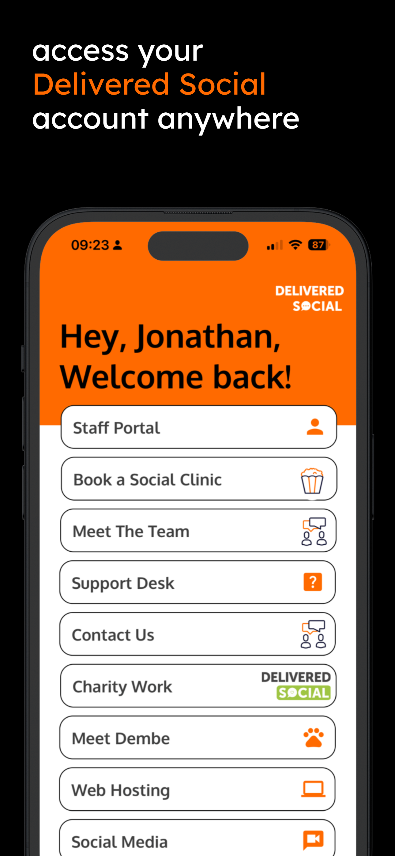 Delivered Social App Welcome Screen