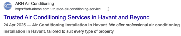 ARH Air Conditioning SEO