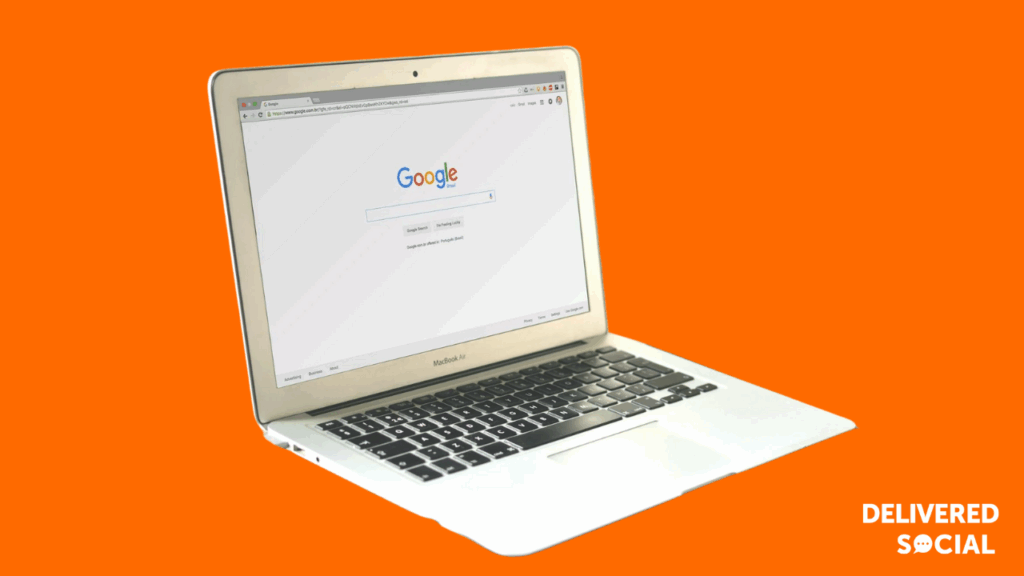 Mac Laptop Screen Showing Google - AEO Vs SEO in 2025