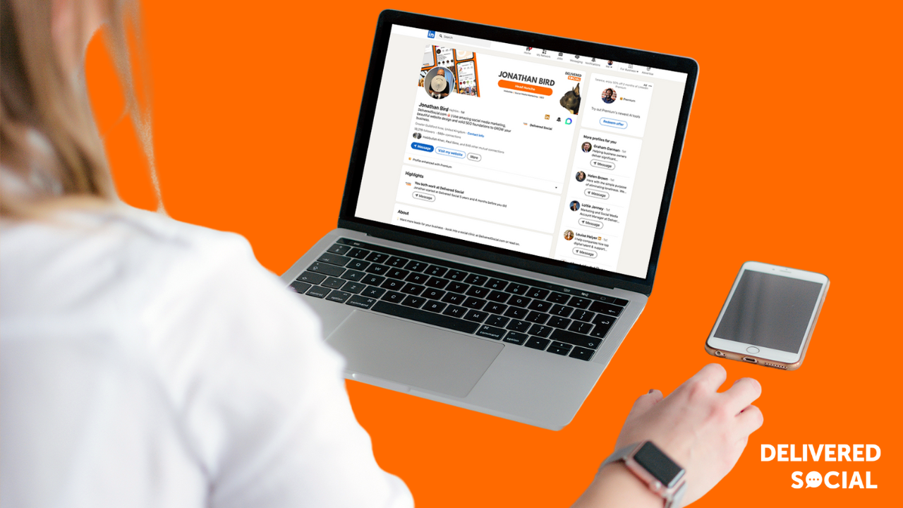 Woman Scrolling LinkedIn - Get Leads From LinkedIn Blog