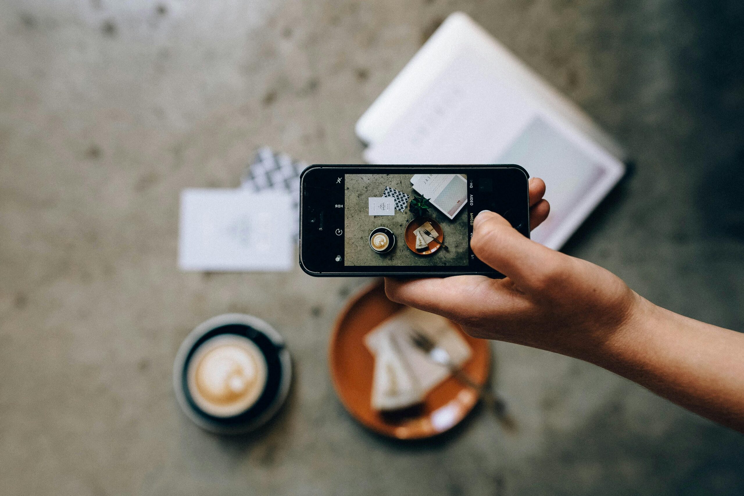  Best Camera Settings For IG Photos - phone capturing table set up