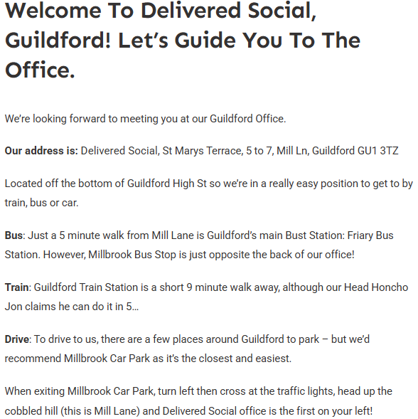 12 Voice Search Optimisation - Delivered Social Directions Page