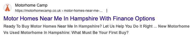 Motorhome Camp SEO