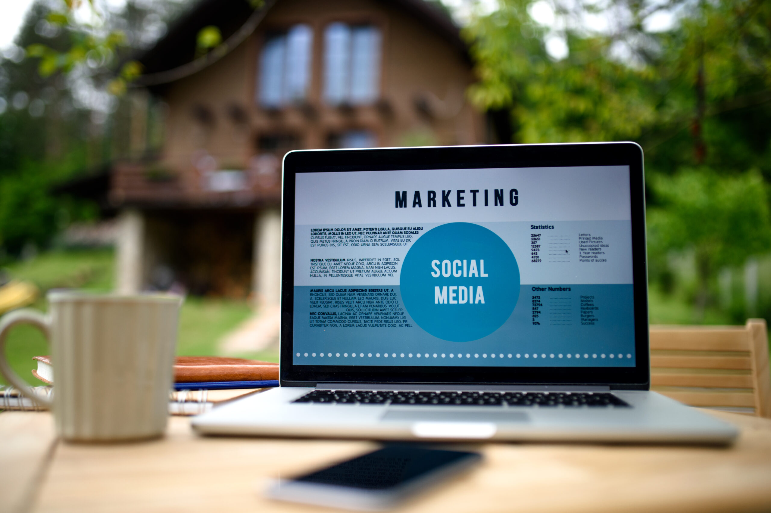 Post Ideas for Small Business - Social Media Marketing on laptop screen