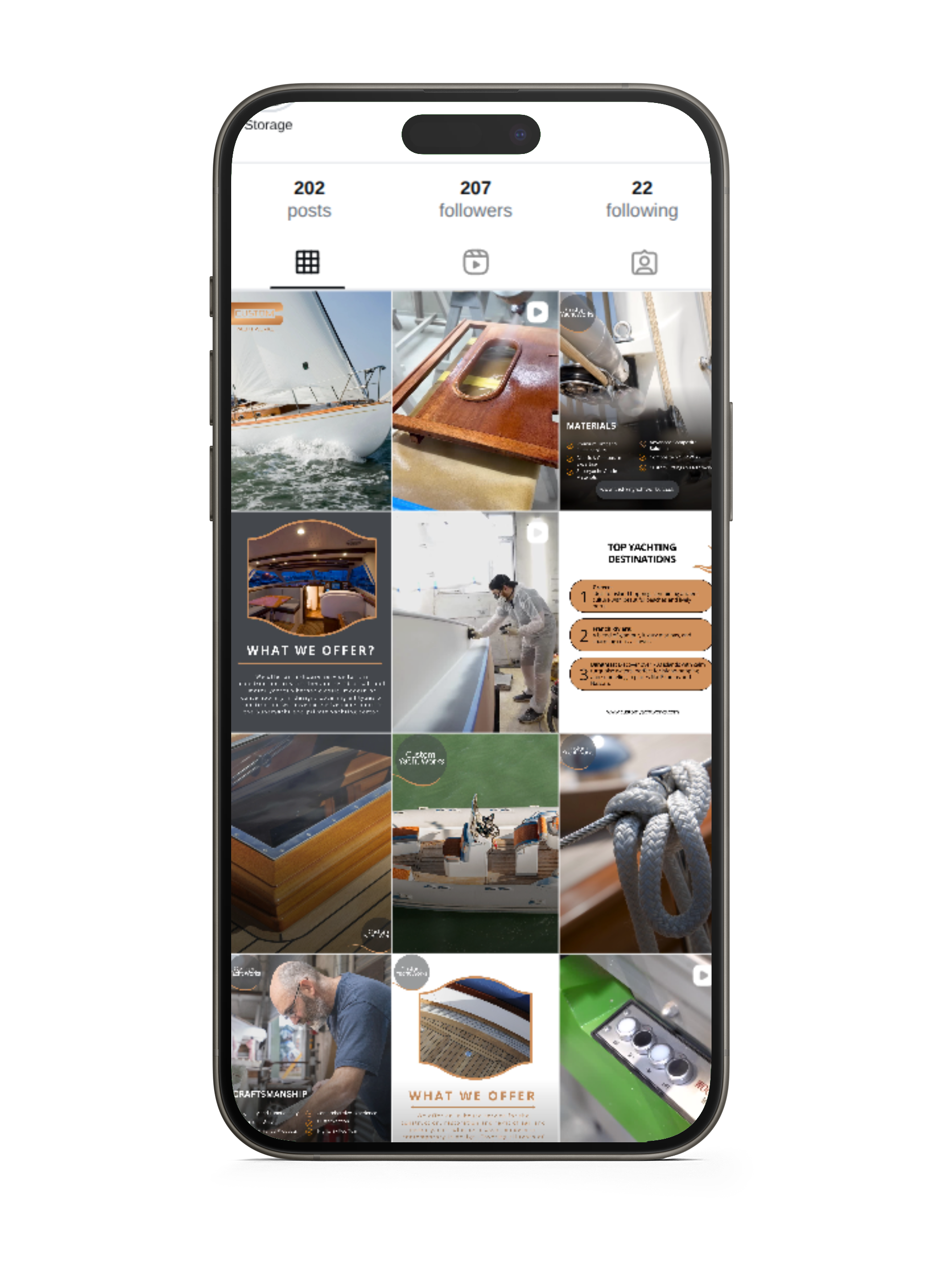 Custom Yacht Works Instagram Bellbird Comms - Website on Mobile