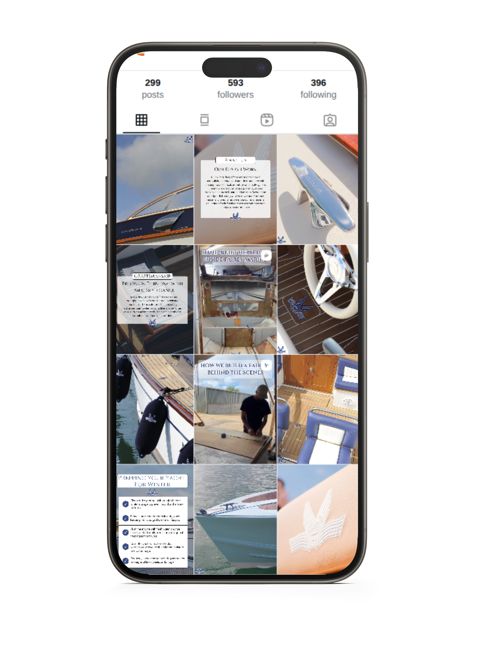 Fairey Marine Instagram Bellbird Comms - Website on Mobile