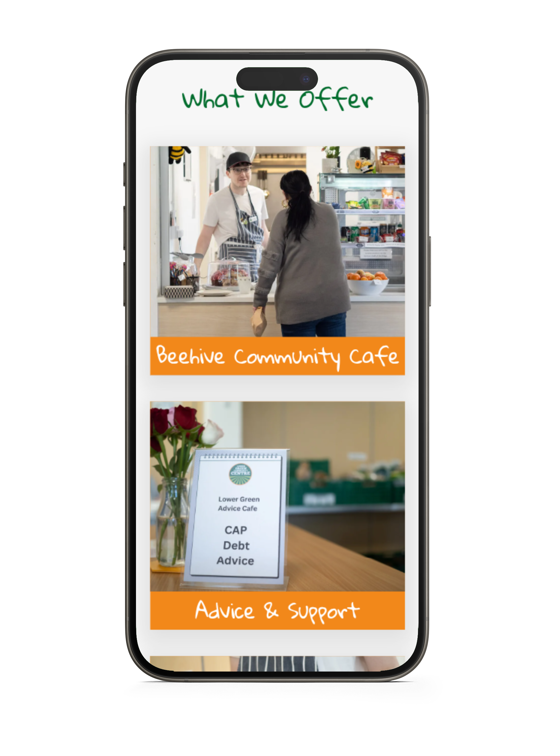 Lower Green Community website on mobile Bellbird Comms - Website on Mobile