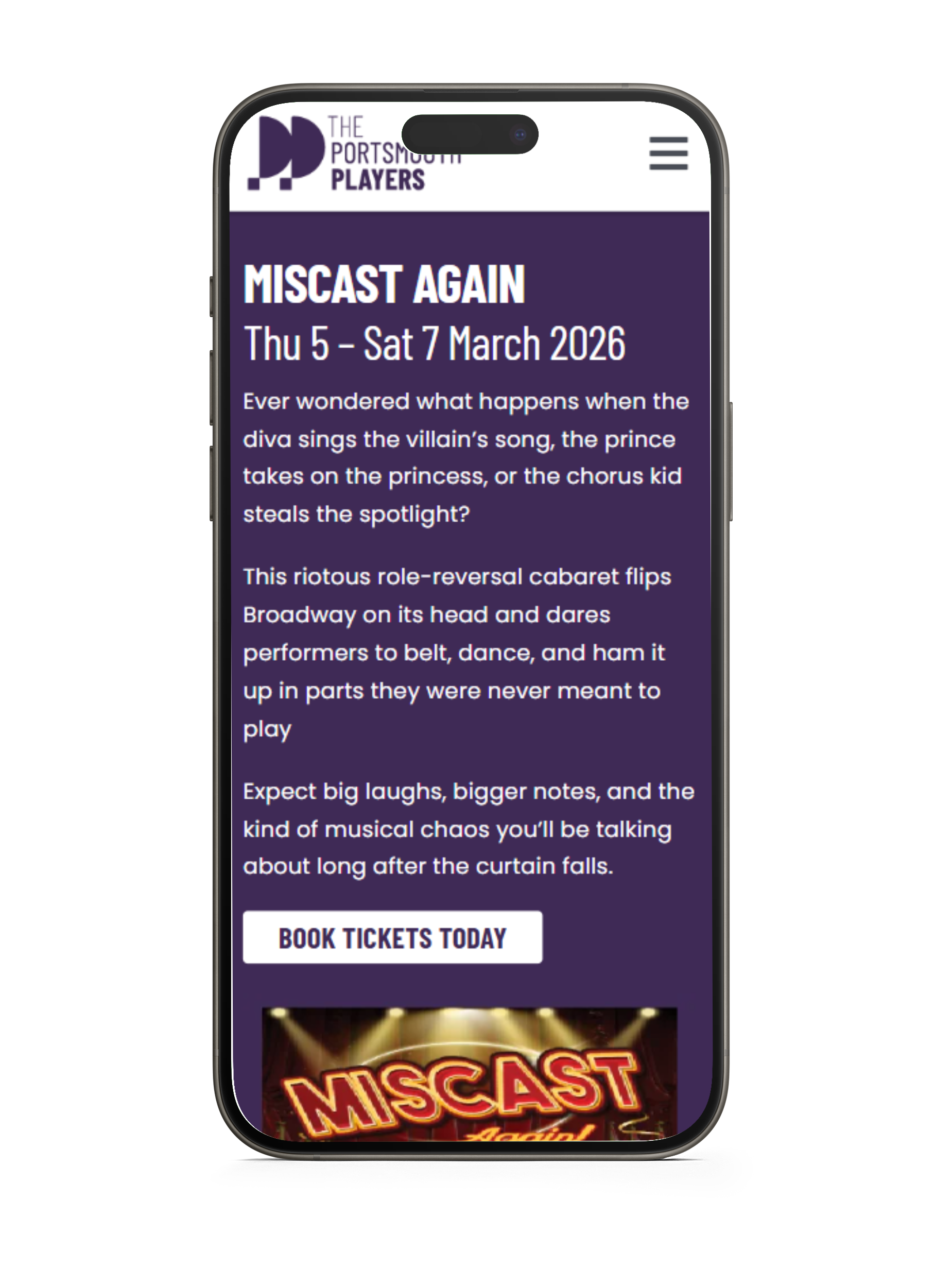 Portsmouth Players Mobile Bellbird Comms - Website on Mobile