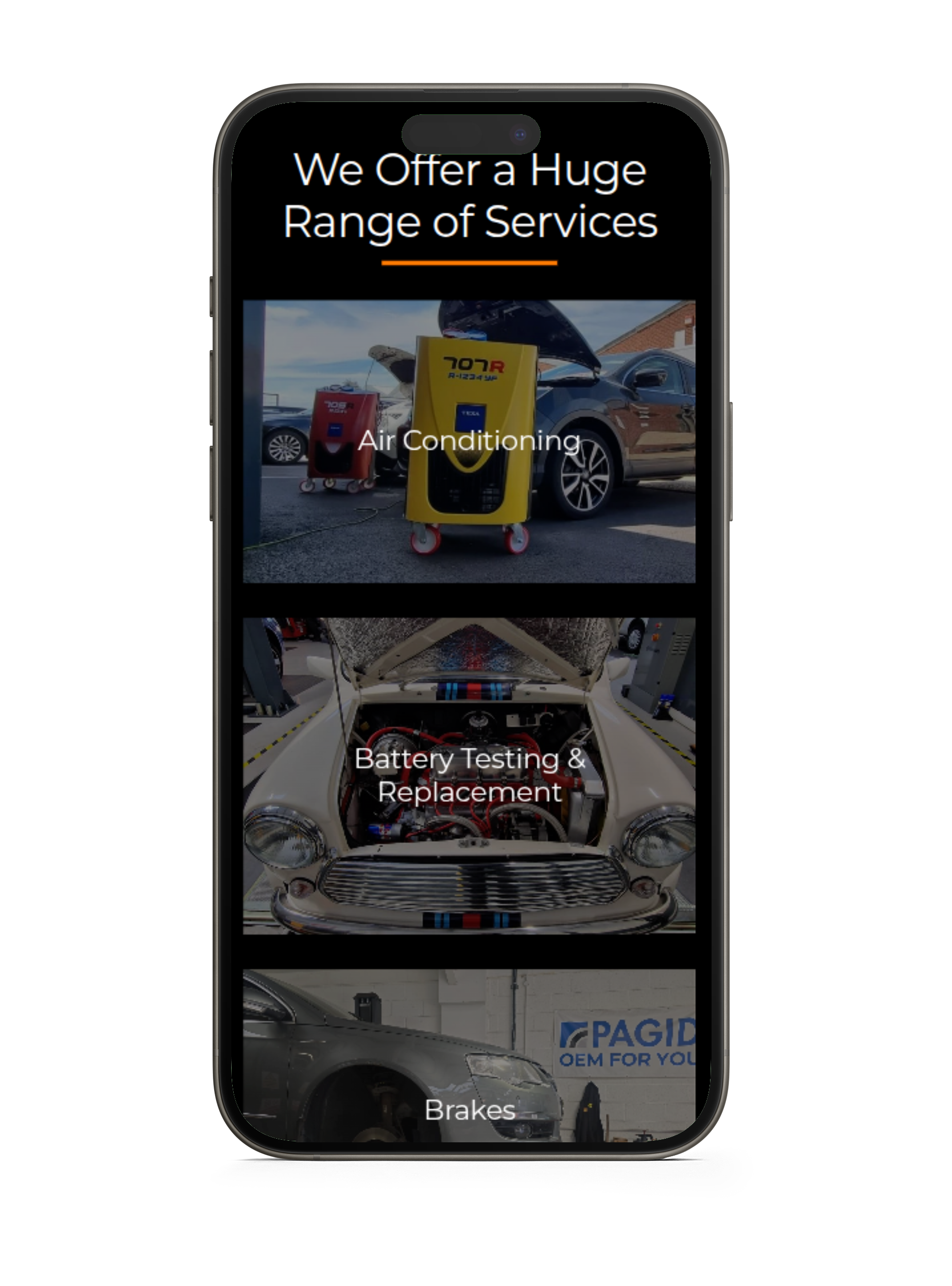 RCJ Automotive website on mobile Bellbird Comms - Website on Mobile