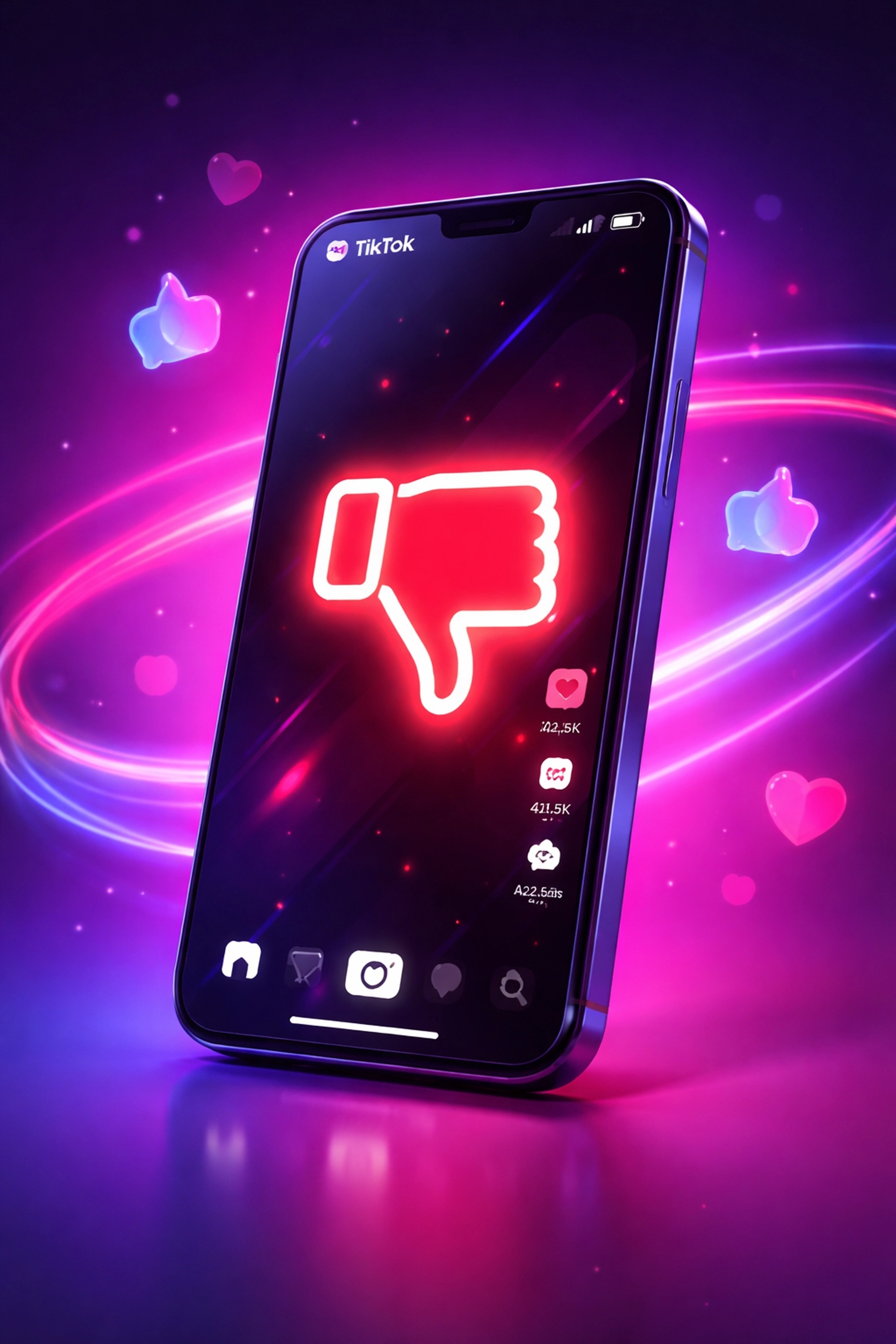 Smartphone showing TikTok interface with dislike button, illustrating how users control content preferences in 2026.