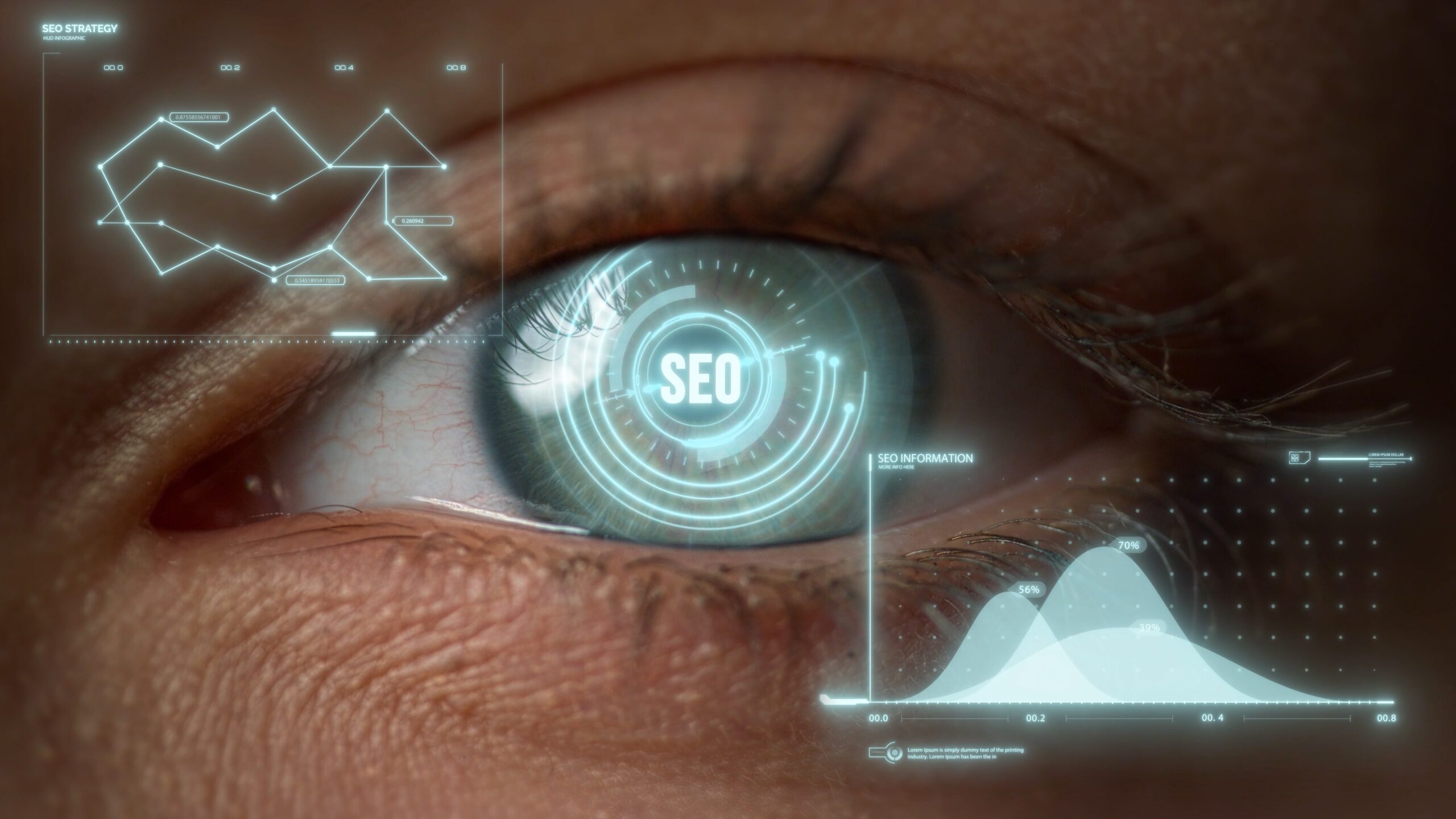 CMS Migration SEO - close up futuristic eye