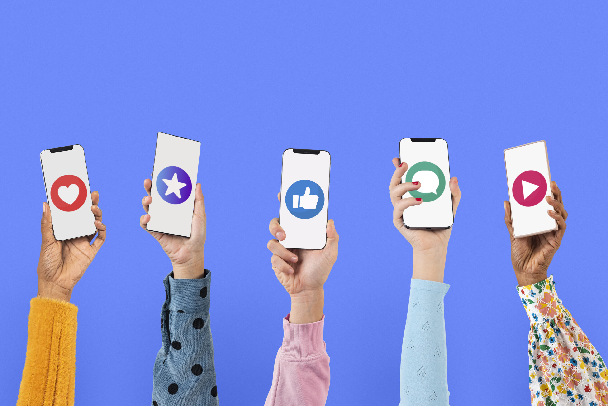 Social Media Strategy Agency UK How To Choose And What To Expect - Smartphone screens with social icons