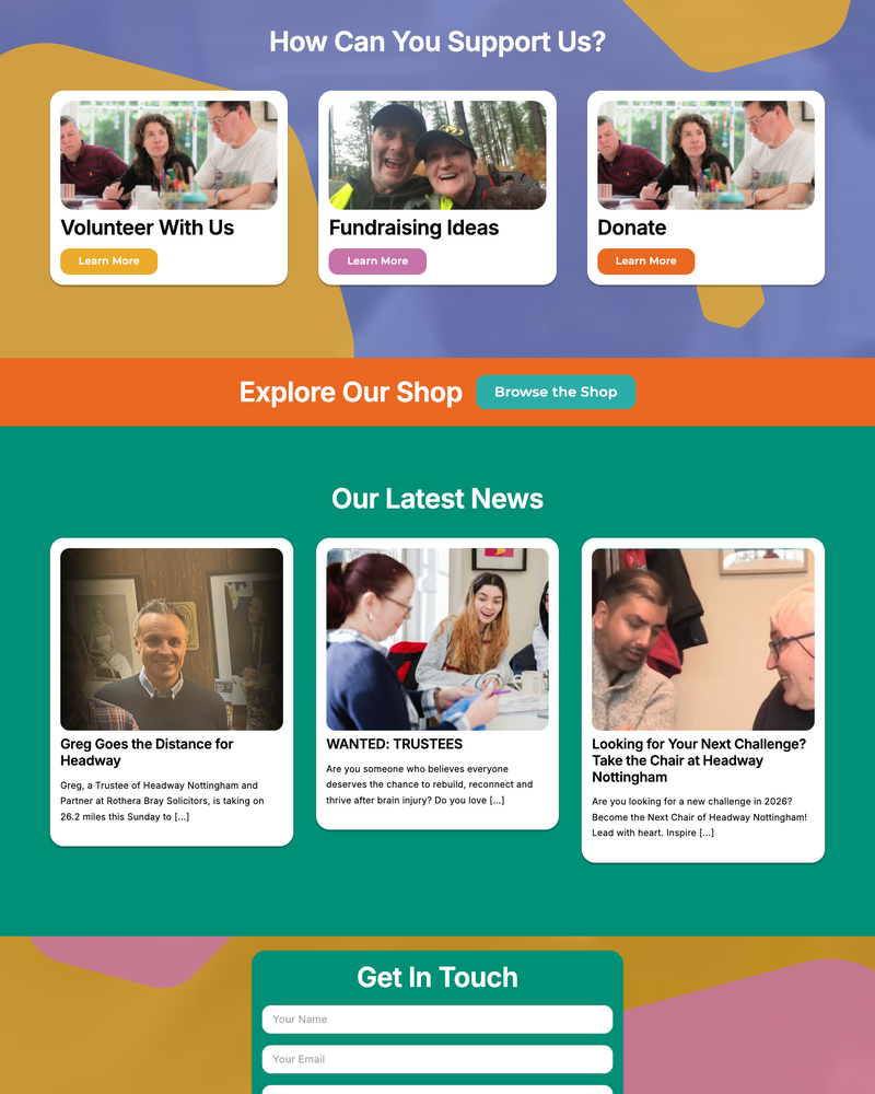 Headway Nottingham Website Sections