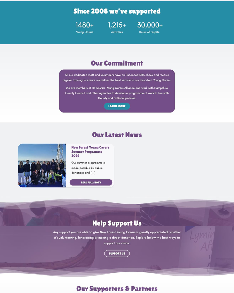 New Forest Young Carers Website Sections