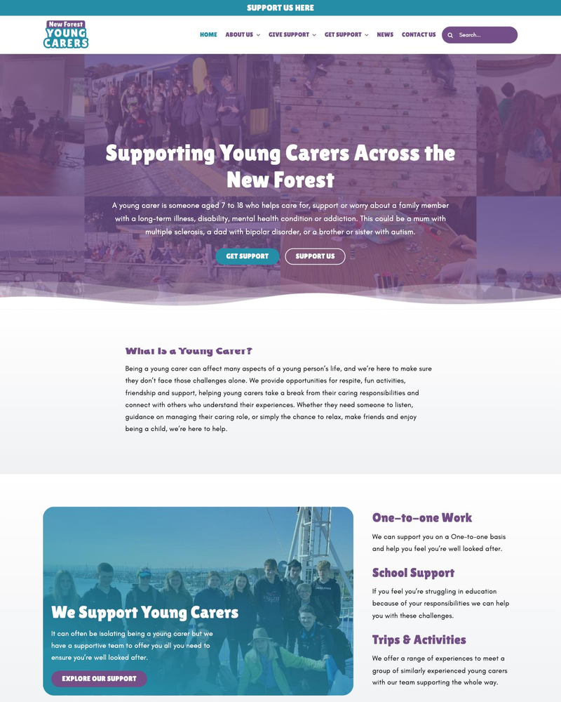 New Forest Young Carers Website Homepage