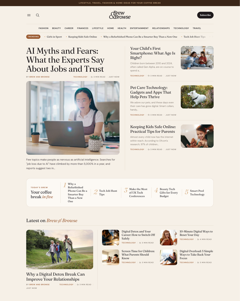 Brew and Browse Website Homepage Brew and Browse Website Homepage