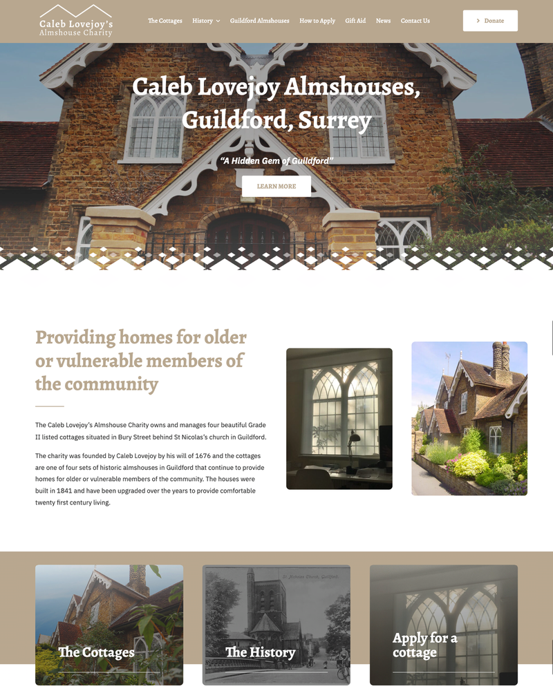 Caleb Lovejoy Almshouses Website Homepage