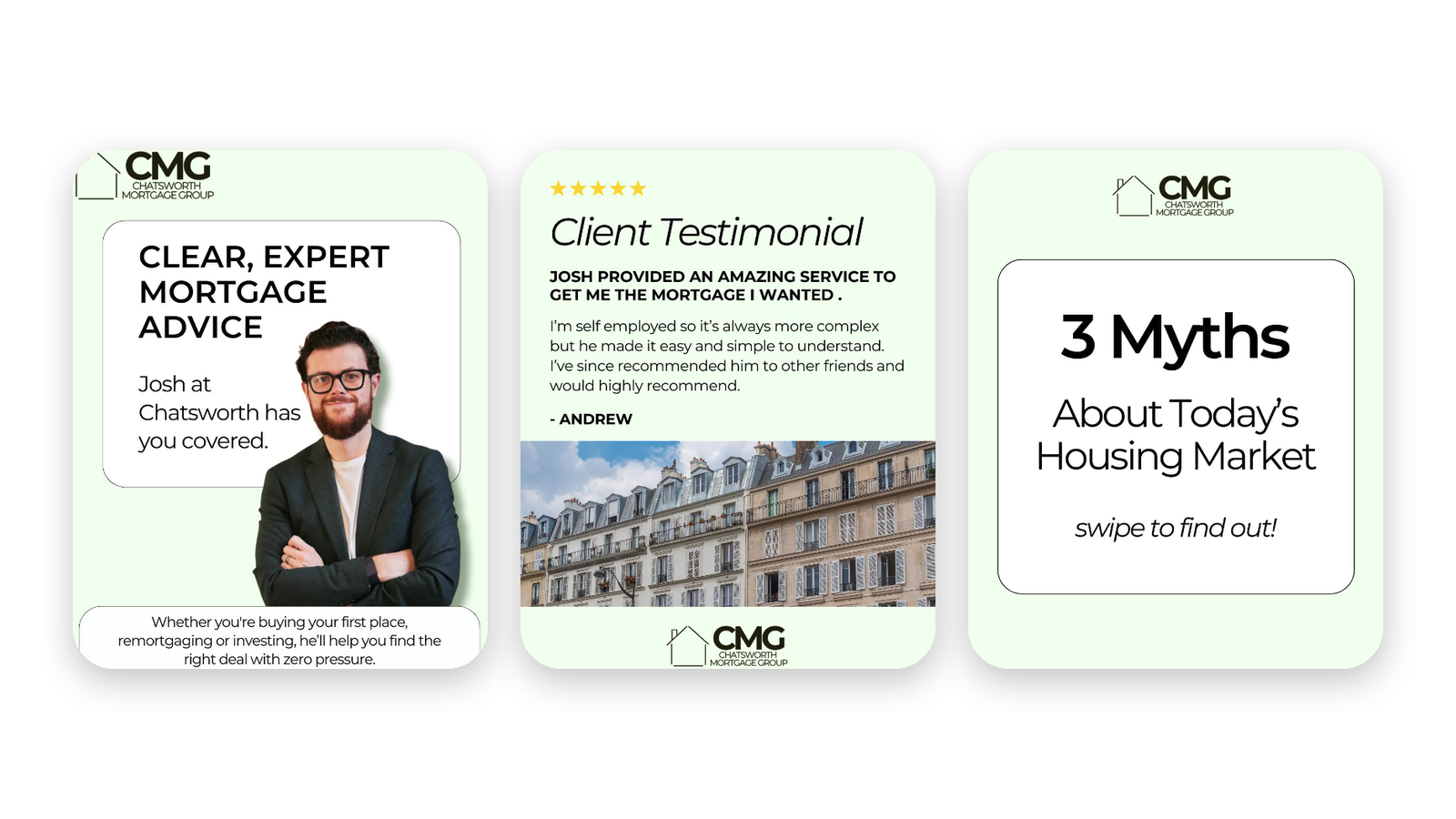 Chatsworth Mortgage Group Social Media Case Study Chatsworth Mortgage Group Instagram posts created by Delivered Social