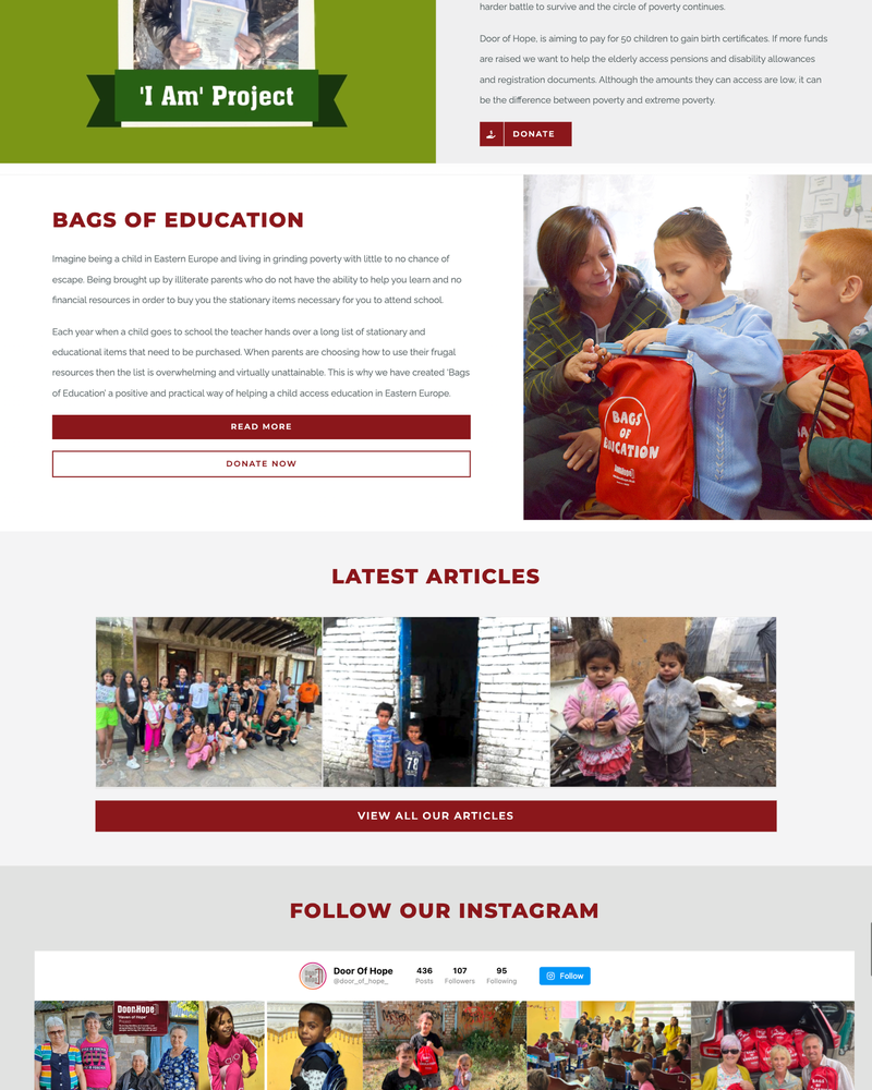 Door of Hope Website Sections