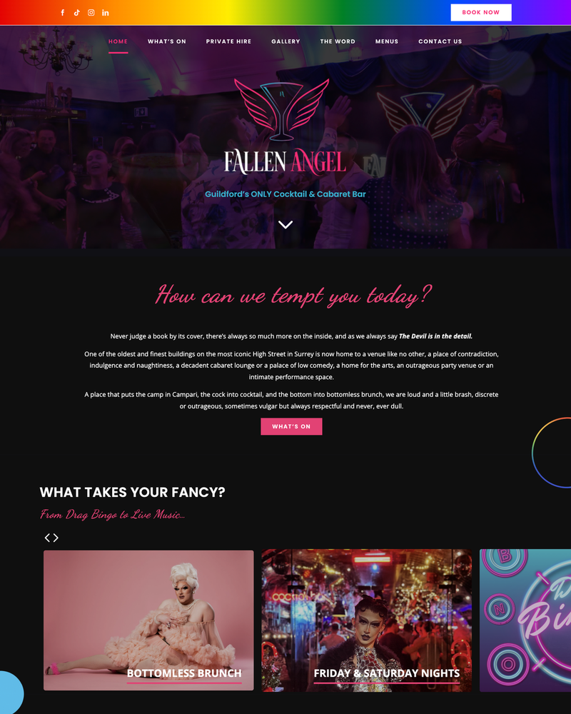 The Fallen Angel Website Homepage