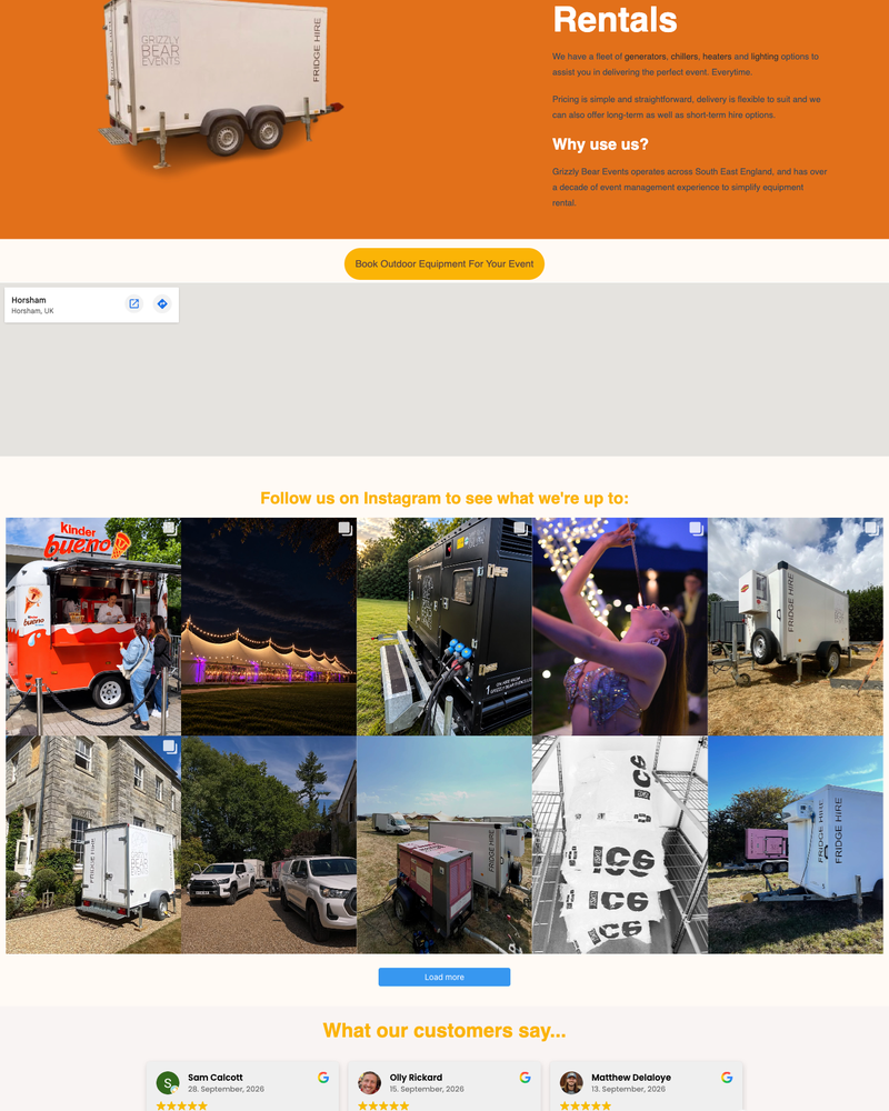 Grizzly Bear Events Website Sections