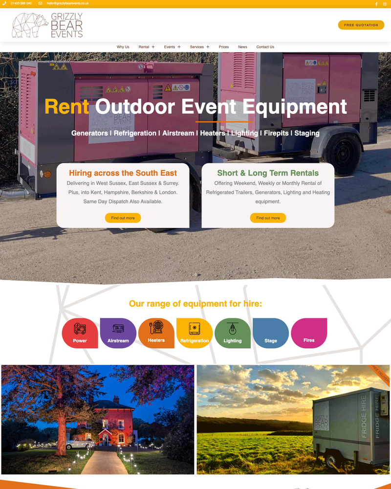 Grizzly Bear Events Website Homepage