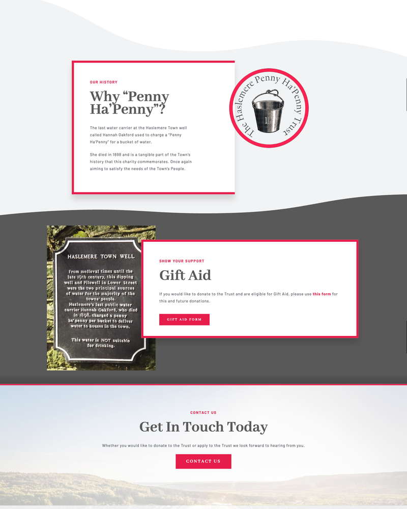 The Haslemere Penny Ha'Penny Trust Website Sections