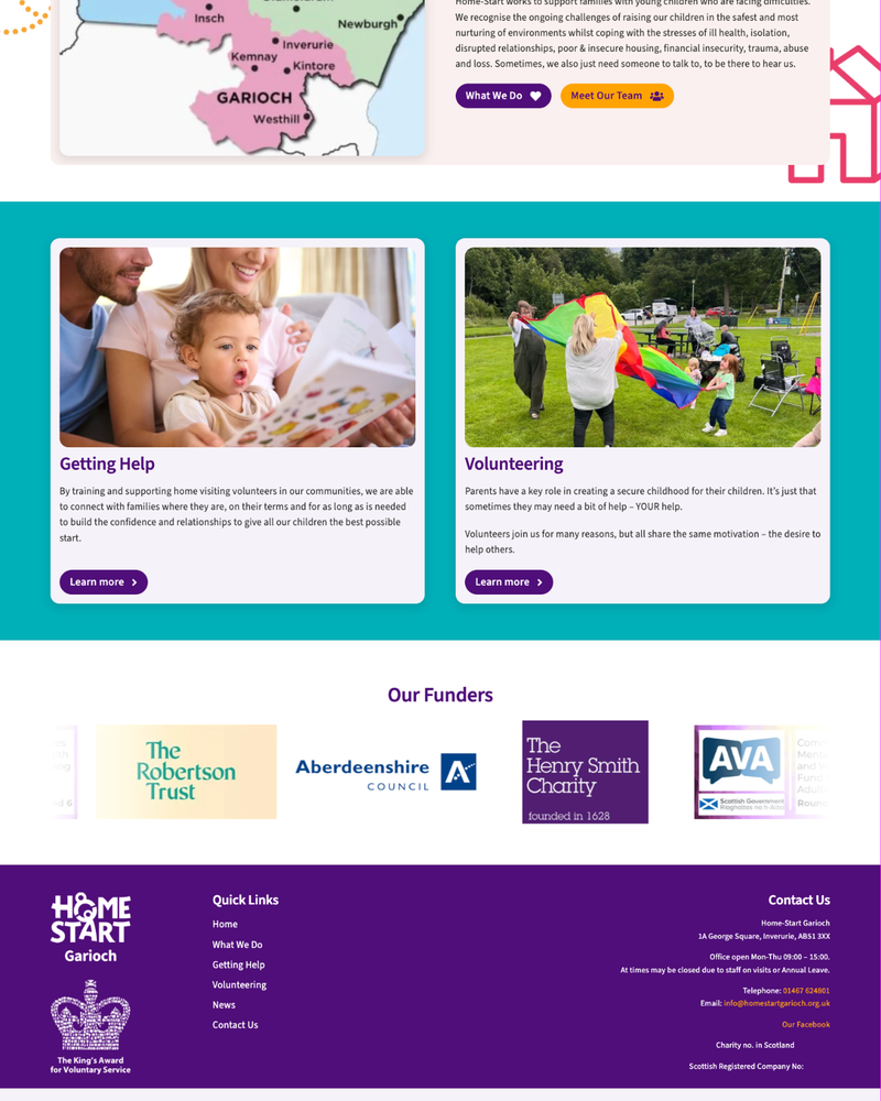 Home-Start Garioch Website Sections