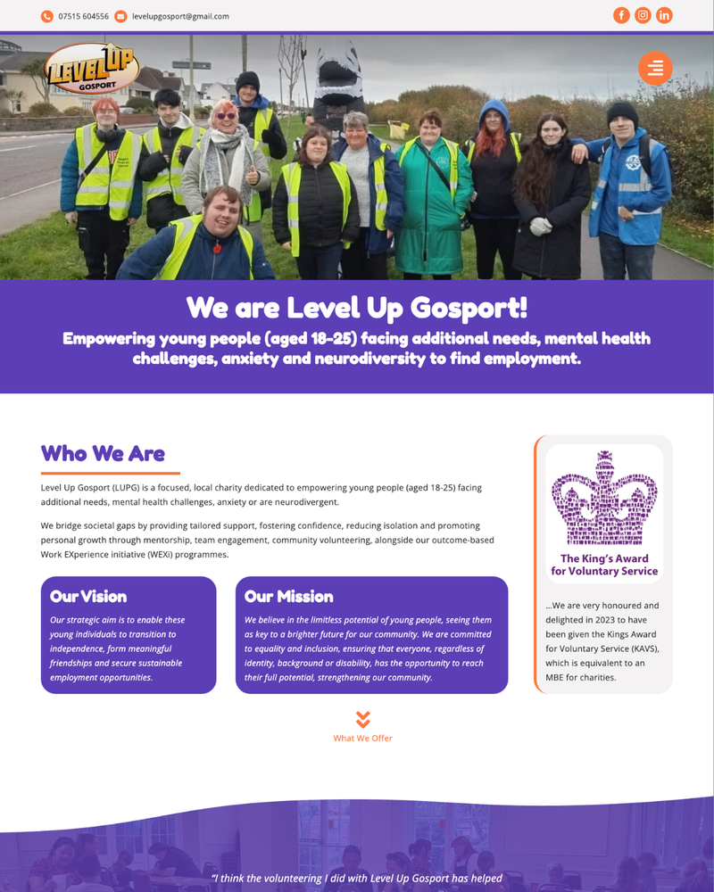 Level Up Gosport Website Homepage Level Up Gosport Website Homepage