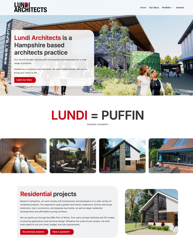 Lundi Architects Website Homepage