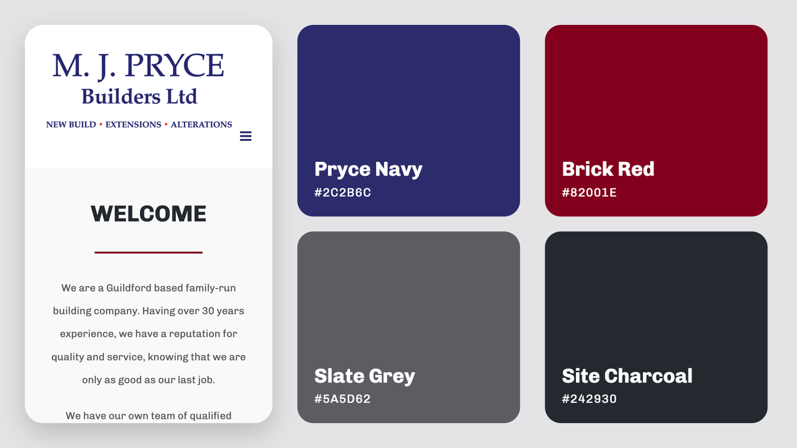 MJ Pryce Builders Colours