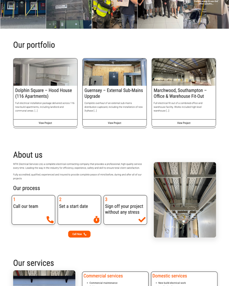 MTK Electrical Website Sections