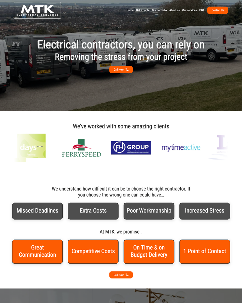 MTK Electrical Website Homepage