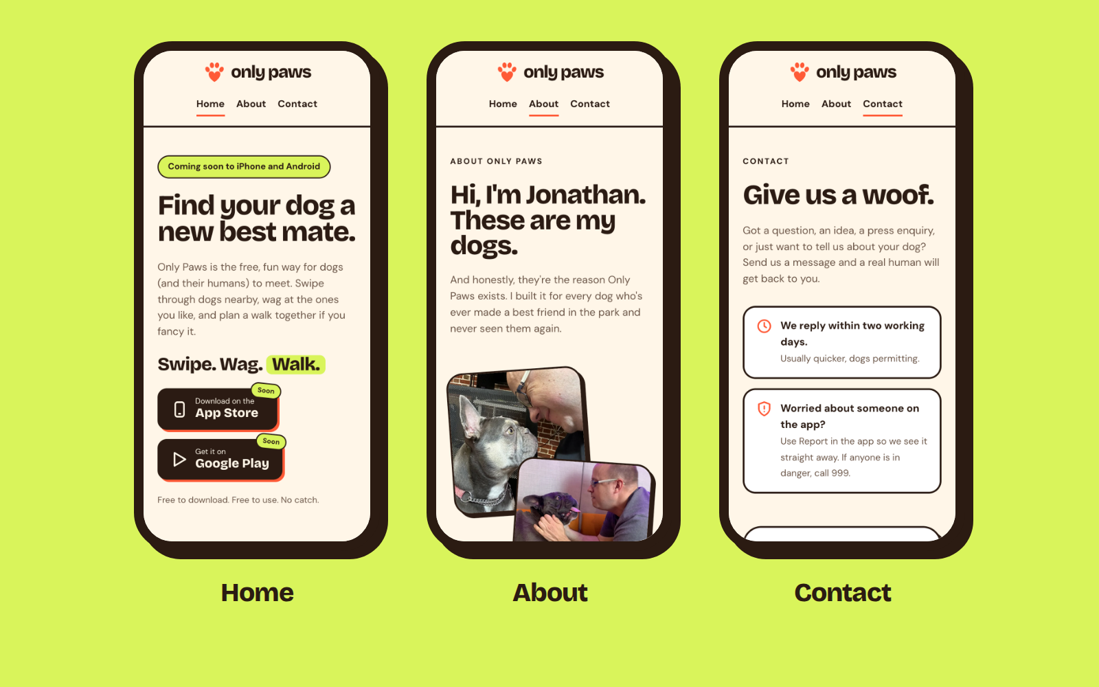 Only Paws Mobile Pages