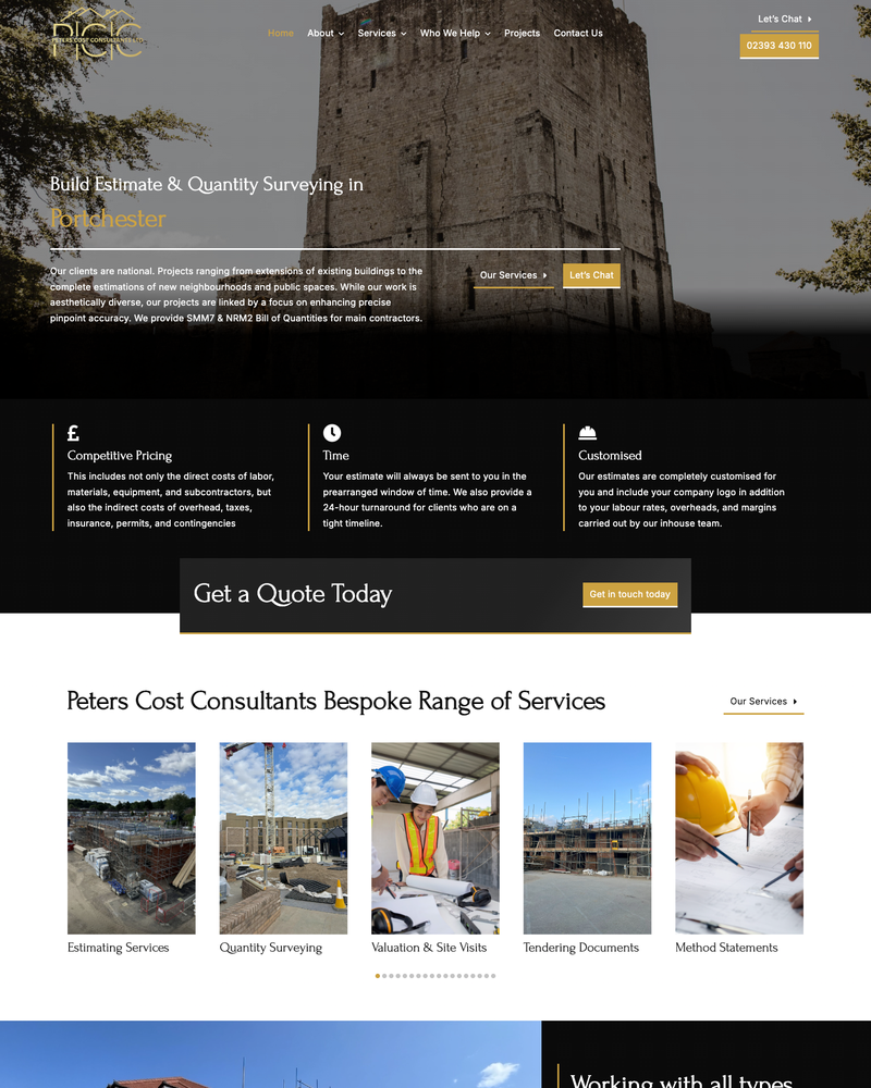 Peters Cost Consultants Website Homepage Peters Cost Consultants Website Homepage