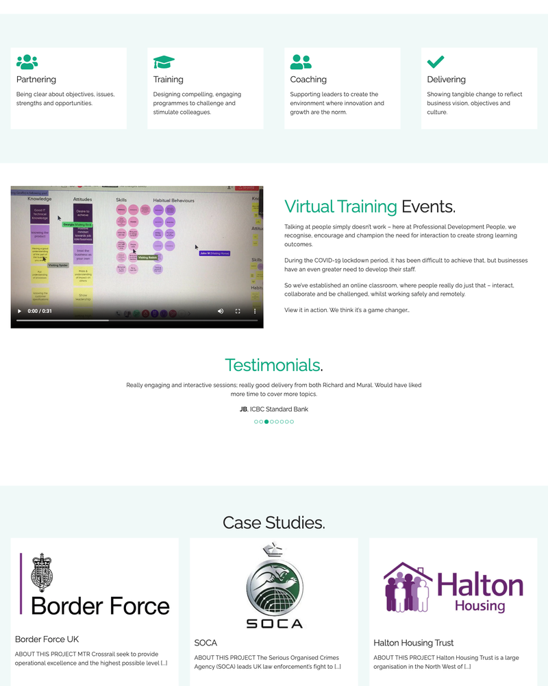 Professional Development People Website Sections
