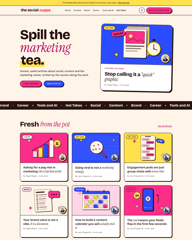 The Social Cuppa Website Homepage