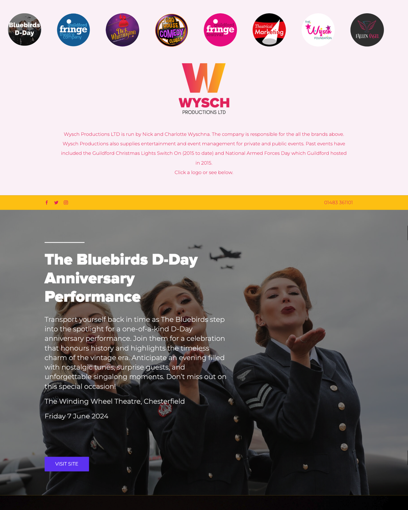 Wysch Productions Website Homepage