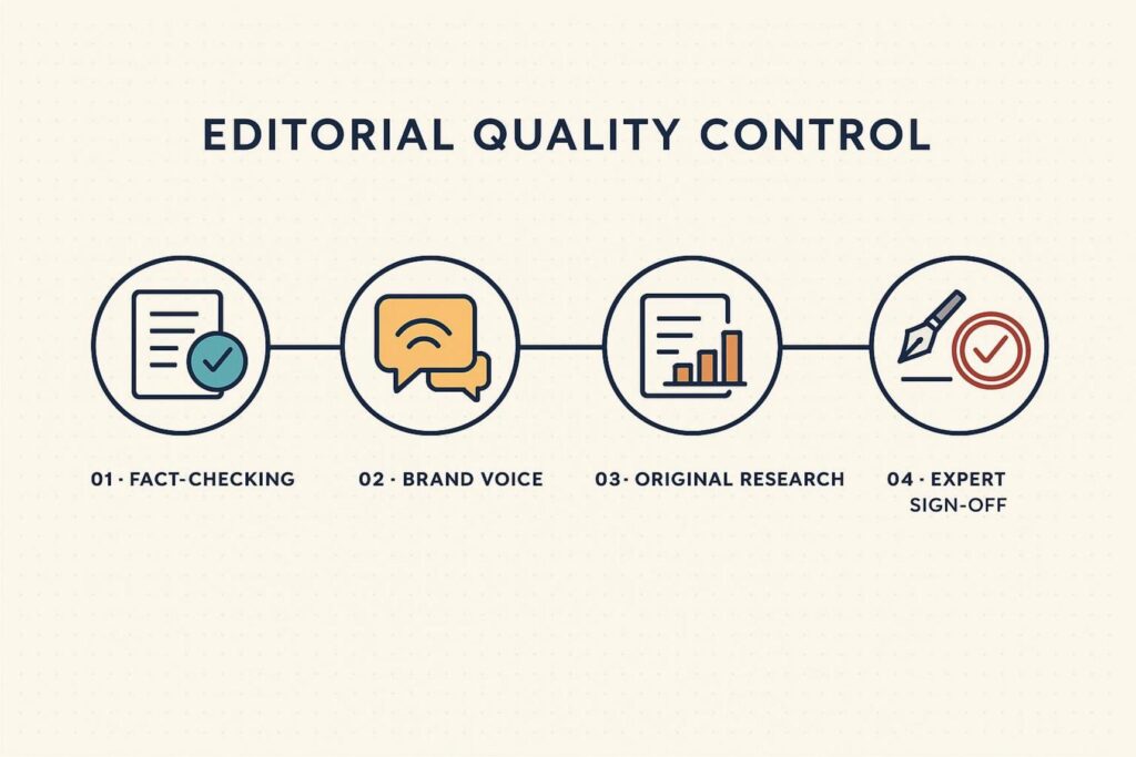 Quality-controlled AI content workflow