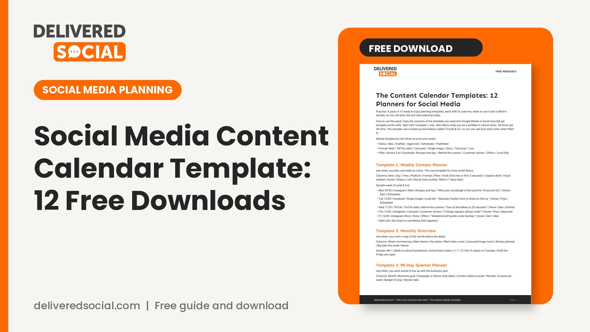 social media content calendar template