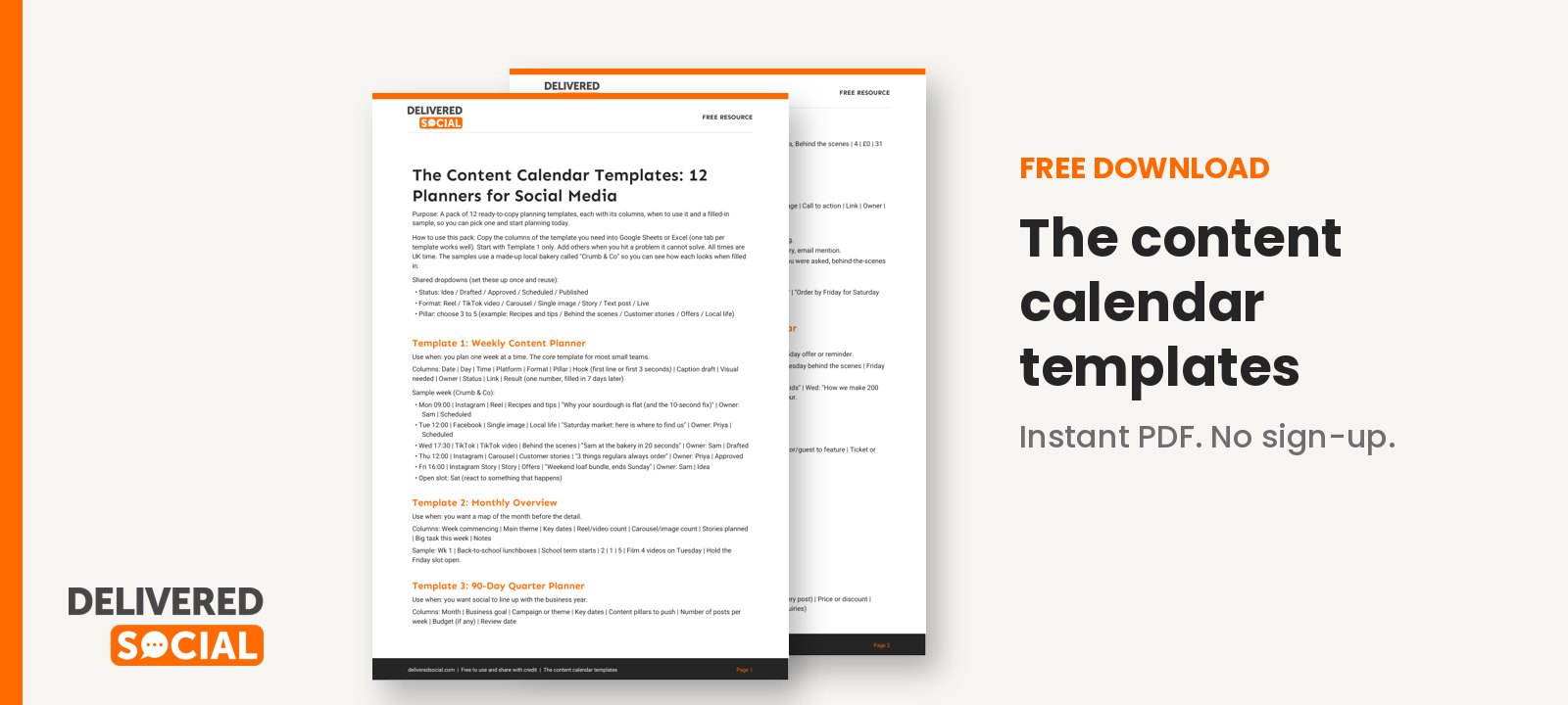 social media content calendar template free download preview